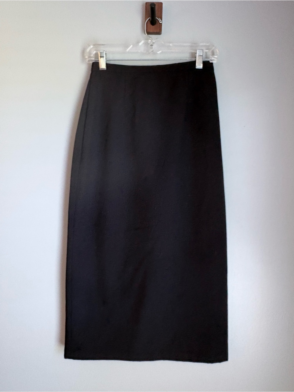 Vintage 90s Sag Harbor Petite Black Midi Pencil Skirt Office Siren- Size 6P